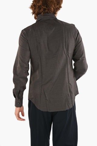 ID Camicia in Cotone Herringbone con Taschino