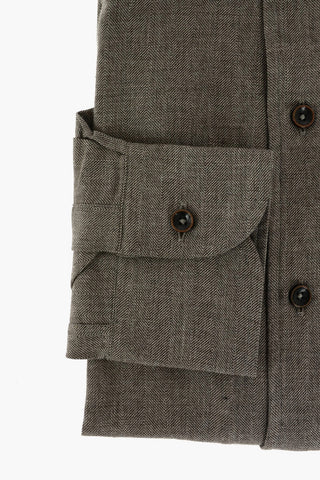 ID Camicia in Cotone Herringbone con Taschino