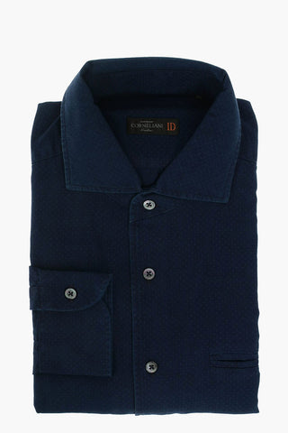 ID Polka Dot Twill Cotton Shirt with Breast-pocket
