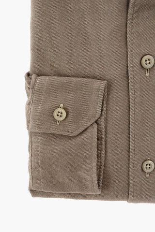 ID SLIM FIT Twill Cotton Shirt with Breast-pocket and Embroidered Logo