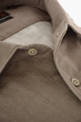 ID SLIM FIT Twill Cotton Shirt with Breast-pocket and Embroidered Logo