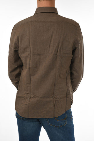 ID Camicia in Cotone Twill con Dettagli in Suede