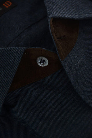 ID Camicia in Cotone Twill con Dettagli in Suede