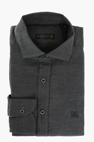 ID Hopsack Cotton Shirt with Embroidered Logo