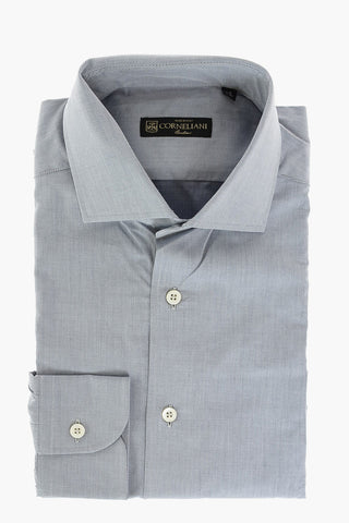 Camicia in Cotone Twill con Collo Francese