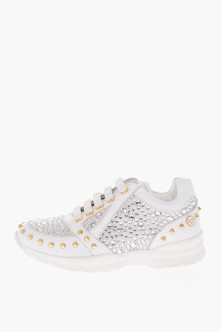 leather rhinestone embellished LOVE THEM sneakers