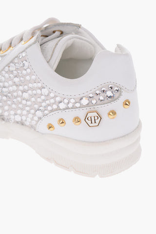 leather rhinestone embellished LOVE THEM sneakers
