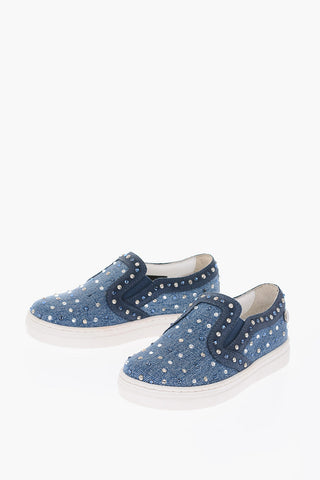 slip on CHERIE in denim con strass