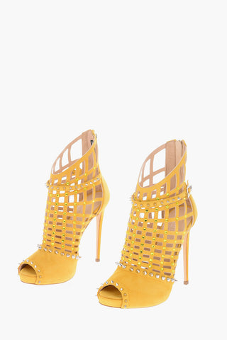 11,5cm suede leather DEEP Peep Toe Cut-out heels sandals