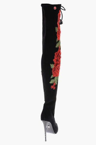 12cm leather ROSES SHOW Peep Toe Lace-up boots