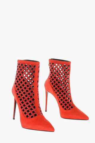 tronchetto INES in pelle scamosciata cut out con strass 11,5cm