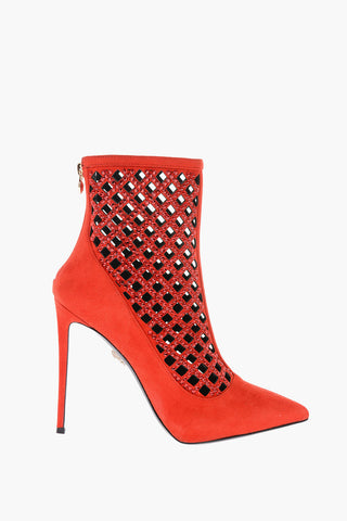 tronchetto INES in pelle scamosciata cut out con strass 11,5cm