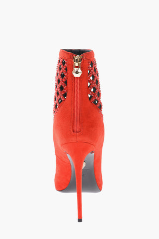 tronchetto INES in pelle scamosciata cut out con strass 11,5cm
