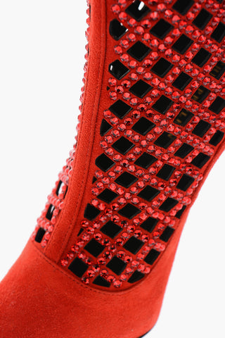tronchetto INES in pelle scamosciata cut out con strass 11,5cm