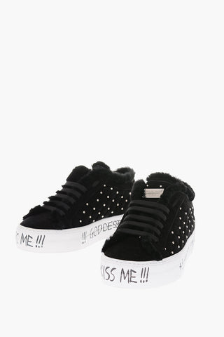 suede leather sneakers with inner real fur