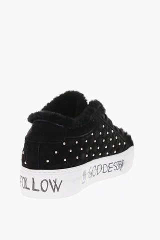 suede leather sneakers with inner real fur