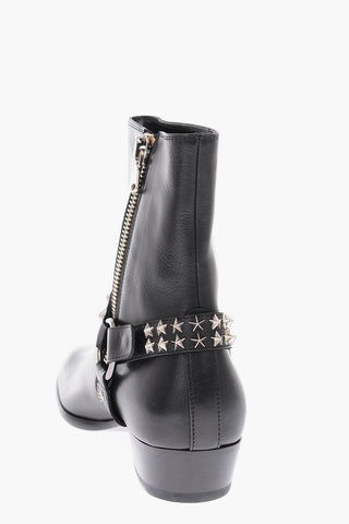 leather studs TOM Ankle boots with zip closure