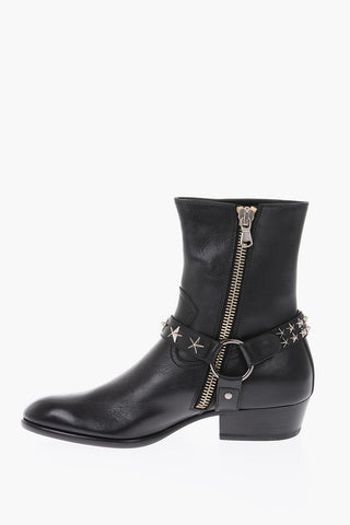 leather studs TOM Ankle boots with zip closure