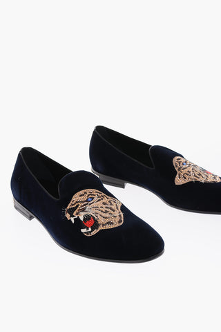 rhinestone embellished velvet ROAR moccasin