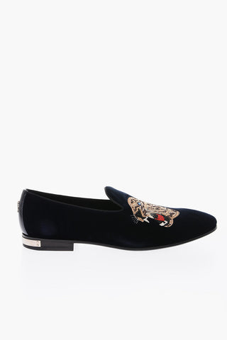 rhinestone embellished velvet ROAR moccasin