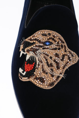 rhinestone embellished velvet ROAR moccasin