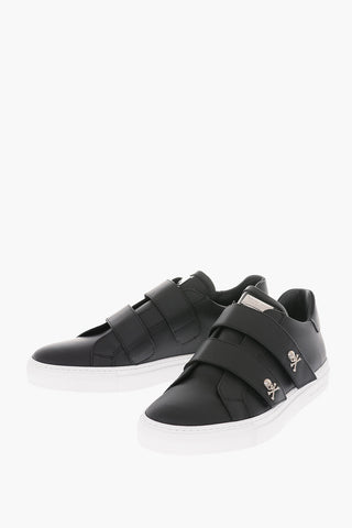 Leather Sneakers with Touch Strap Closure