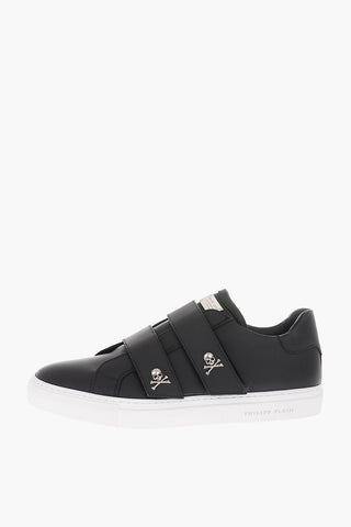 Leather Sneakers with Touch Strap Closure