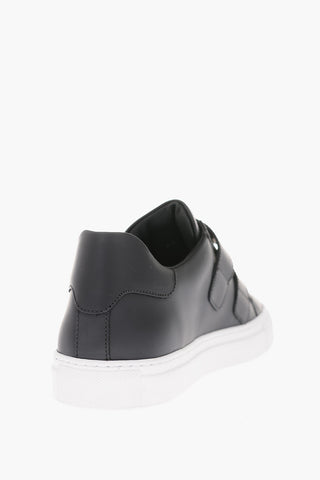 Leather Sneakers with Touch Strap Closure