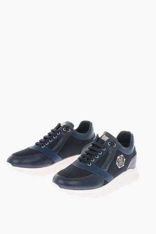 leather and fabric sneakers