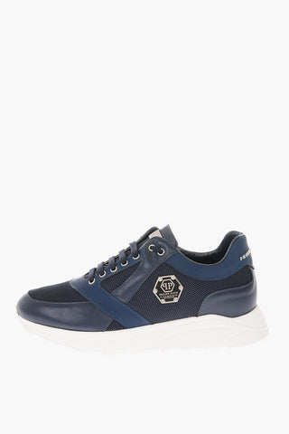 leather and fabric sneakers