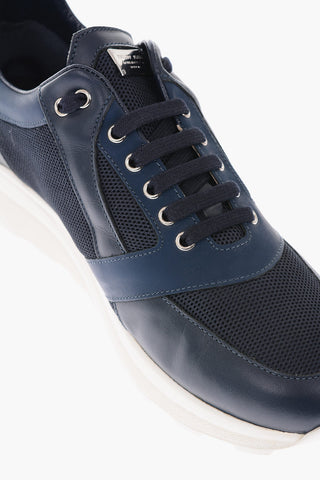 leather and fabric sneakers