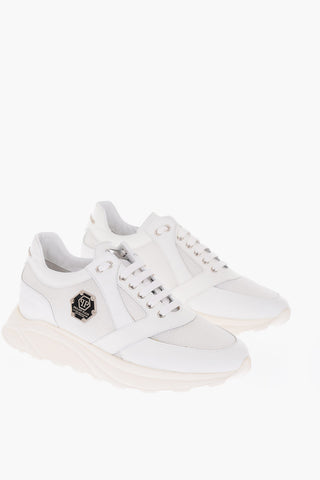 leather and fabric sneakers