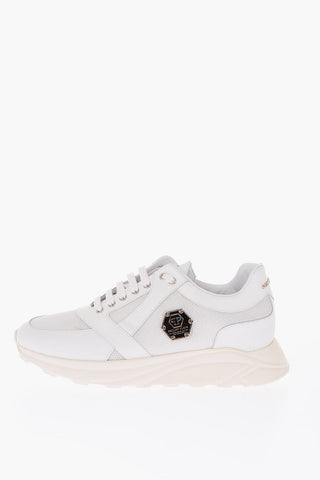 leather and fabric sneakers