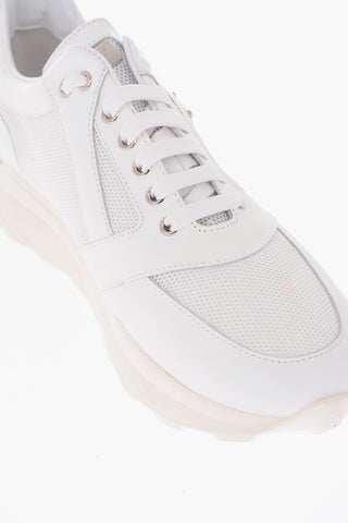 leather and fabric sneakers