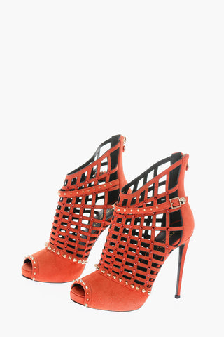 11,5cm suede leather DEEP Peep Toe Cut-out heels sandals