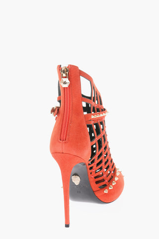 11,5cm suede leather DEEP Peep Toe Cut-out heels sandals