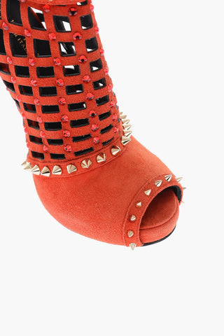 11,5cm suede leather DEEP Peep Toe Cut-out heels sandals