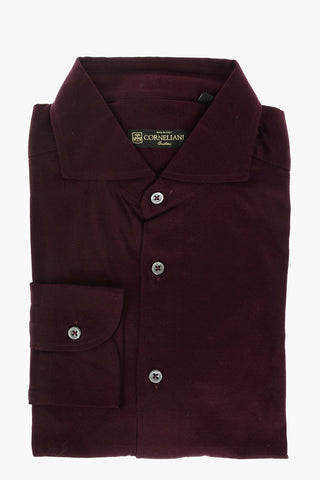 Camicia in Cotone Stretch con Collo Francese