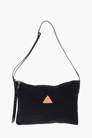 fabric shoulder bag with leather details