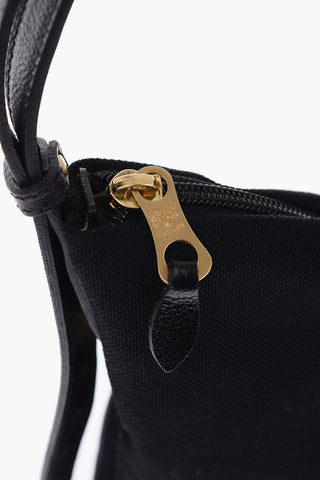 fabric shoulder bag with leather details