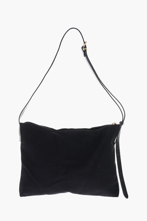 fabric shoulder bag with leather details