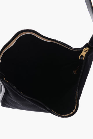 fabric shoulder bag with leather details