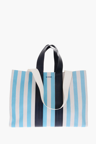 striped shoulder bag with double handle