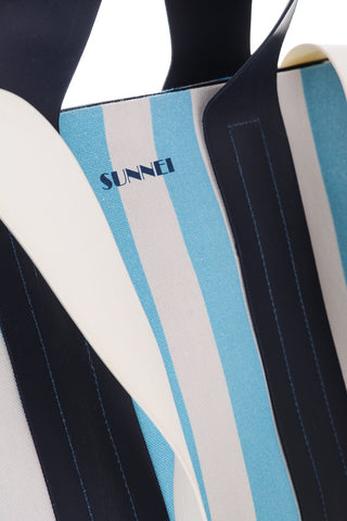 striped shoulder bag with double handle