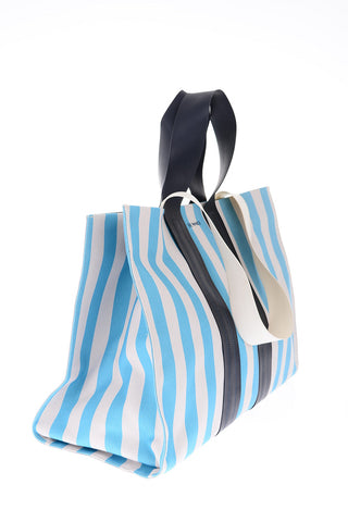 striped shoulder bag with double handle