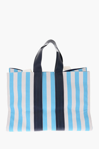 striped shoulder bag with double handle