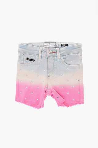 shorts effetto tie dye in denim stretch