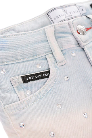 shorts effetto tie dye in denim stretch