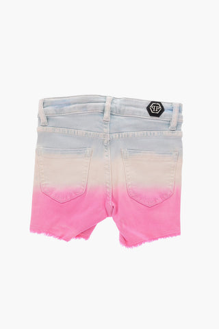 shorts effetto tie dye in denim stretch