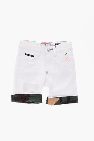 denim Statement Bermuda with camouflage cuffs